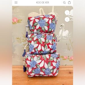 Set of Three Maison De Frederic Floral Cosmetic Bags